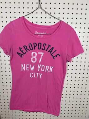 Vintage Y2K Aeropostale Pink NYC 87 T-Shirt Medium
